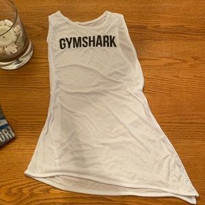 Women’s White Gym Shark Tie Tank Top